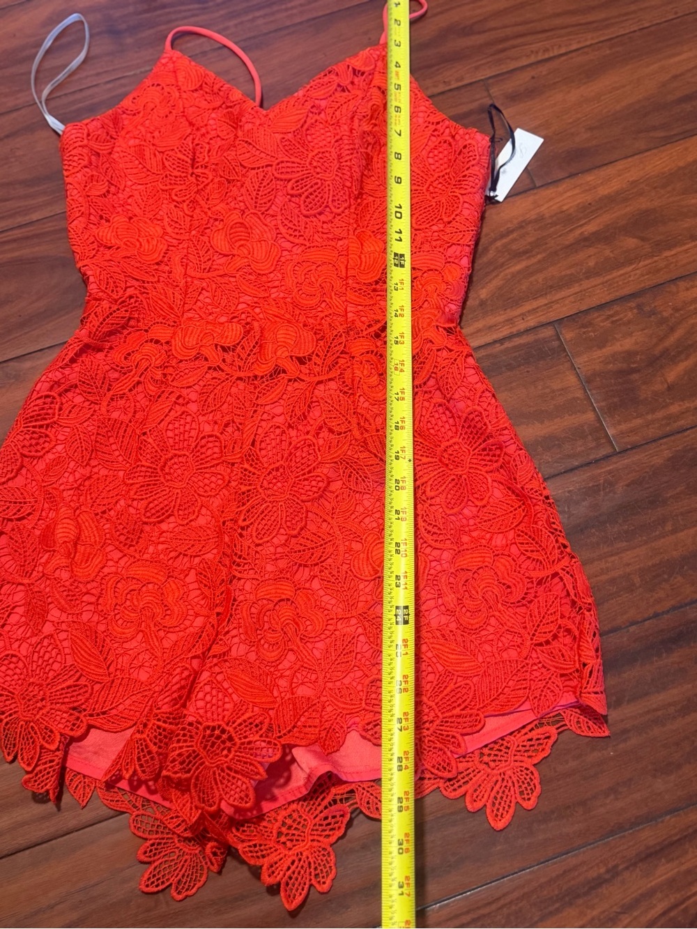 Lovers + Friends Red Lace Mini Romper with Back Tie - Picture 9 of 10